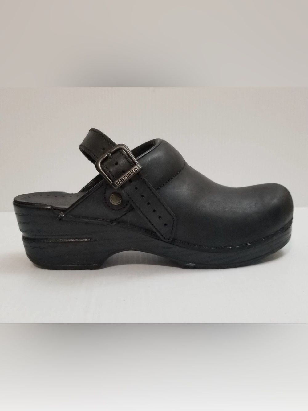 Dansko Ingrid Black Leather Mules Clog EU 36 US 5.5-6